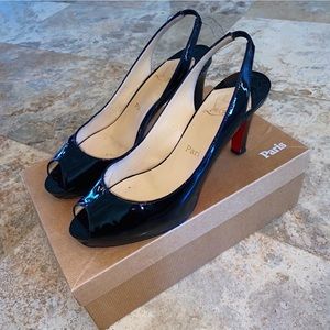 Christian Louboutin- Vernice Nero Slingback Heels